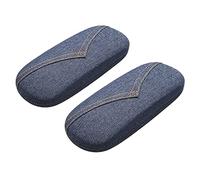 ccHuDE 2 estuches de tela vaquera para gafas, caja rígida porta gafas, estuche portátil para gafas de lectura, caja de almacenamiento azul, Azul, 6.38 x 2.4 x 1.54in