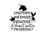 CCI Unicorn Calcomanía de Vinilo con diseño de Princesa de Sirena Que no Importa si Soy Especial, para Coches, Camiones, Furgonetas, Paredes, Ordenador portátil, Negro, 5.5 x 5.6 Pulgadas CCI2110