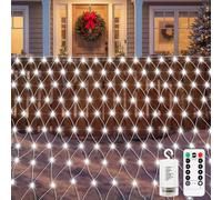 CCILAND Luces de red de jardín con batería de 3 m x 2 m, 200 luces LED de malla con control remoto, 8 modos, cadena de luces de hadas para exteriores, impermeable, regulable, para patio, patio,