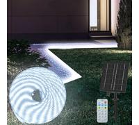 CCILAND Tira de luces LED solares para exteriores, tira luminosa impermeable IP68 con 8 modos, mando a distancia, flexible, tira de manga para jardín, terraza, patio, cenador, color blanco frío