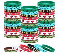 CCINEE 36 pulseras de silicona de píxeles de colores surtidos, recuerdos de fiesta temática de mineros, pulseras de píxeles para jugadores, bolsas de regalo de minería, suministros de decoración de