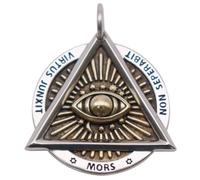 Ccipotatoo Collar retro de plata de ley 925 Illuminati masón masónico con el ojo de Dios que todo lo ve, colgante de ojo de la providencia de dos tonos para hombres y mujeres, 60 cm, 39*32.5mm, Plata