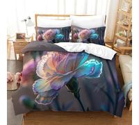CCIZFMQ Claveles Luminosos Sábanas Decorativas De 3 Piezas con Edredón Impreso En 3D Color del gradiente Funda De Almohada Y Cremallera para Dormitorios Infantiles Super King(260x220cm)