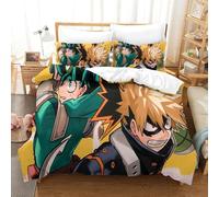 CCIZFMQ Izuku Midoriya Juego De Sábanas Decorativas De 3 Piezas con Edredón Impreso En 3D Katsuki Bakugo Funda De Almohada Y Cremallera para Dormitorios Infantiles Double(200x200cm)