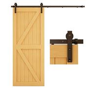 CCJH 183cm/6FT Herraje para Puertas Correderas Kit de Accesorios para Puertas Corredizas de Granero, Kit de Puerta de Madera única