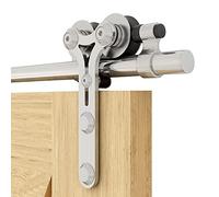 CCJH 201CM/6.6FT Herraje para Puerta Corredera Kit de Accesorios para Puertas Correderas Juego de Piezas de acero inoxidable Carril para Puerta Deslizante,para puerta de madera/puerta de cristal