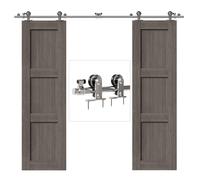 CCJH 213CM/7FT Herraje para Puerta Corredera Acero Inoxidable Kit de Accesorios, Guia Riel Puertas Correderas, Forma T Puerta doble