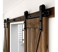 CCJH 213CM/7FT Puerta de granero corredera de madera, estilo rústico, para armario, herraje colgado con guía, rodamientos deslizantes para puerta doble