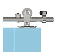 CCJH 243CM/8FT Herraje para Puerta Corredera Acero Inoxidable Kit de Accesorios, Guia Riel Puertas Correderas, Forma T