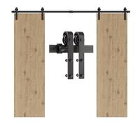 CCJH 243CM/8FT Herraje Para Puerta Corredera Kit de granero Accesorio de armario con rodillo de riel para puerta doble