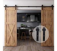 CCJH 274cm/9FT Herraje para Puertas Correderas Kit de Accesorios para Puertas Corredizas de Granero,Kit de Puerta de Madera Doble