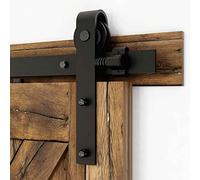 CCJH 292CM/9.6FT Puerta de granero corredera estilo rústico de madera con herraje colgante y guía rodamientos deslizantes, para puerta doble