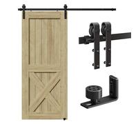CCJH 6.6FT/2M Herraje para Puerta Corredera Kit de Accesorios para Puertas Correderas, Contiene Guía de suelo ajustable