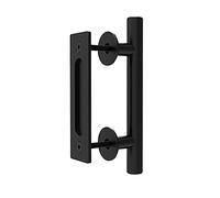 CCJH Manija de la Puerta del Granero Corredera Tirador de Manija de Puerta Negra Moderno para Puerta de Madera (24 cm)
