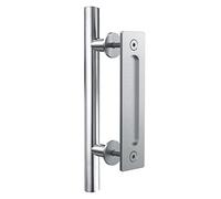 CCJH Tirador de Puerta Corredera de Granero de 30cm de Acero Inoxidable Conjunto de Tiradores de Empujar y Tirar para Puerta de Baño Cocina Armario Gabinete Cobertizo Granero Portón, Plateado