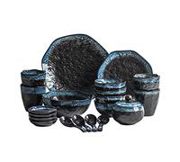 CCKUYT Juego de vajilla de Servicio de Mesa Juegos de vajilla de gres - Juego de Platos de 18 Piezas, Juego de vajilla Combinado Servicio para 4, Juego de vajilla para Servir