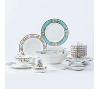 CCKUYT Juegos de vajilla, vajilla de Porcelana de Hueso de 28 Piezas para 6 Personas, Juego de Platos de Porcelana Blanca Resistente a astillas, vajilla Moderna con Plato de Cena