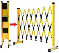 CCKUYT Mobile Concertina - Barrera de seguridad plegable, barrera de acero retráctil, color amarillo y negro, ahorro de espacio