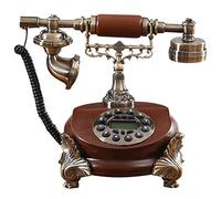 CCKUYT Teléfono Fijo Retro Europeo con botón pulsador con Pantalla LCD, teléfono de Escritorio con Cable clásico, rellamada con una tecla, para Oficina en casa