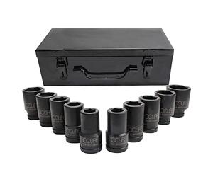 CCLIFE 10pcs 3/4 Juego de Llaves de Vaso hexagonal tuerca de impacto llave de vaso 22-50MM