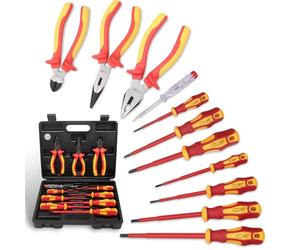 CCLIFE 11 piezas Destornilladores Aislados VDE, Juego Alicates Electricista, Buscapolos Electricista 1000V y Destornilladores Phillips y Destornillador Plano