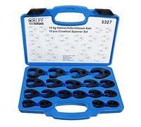 CCLIFE 19PCS juego de llaves combinadas Crowfoot de 1/2' y 3/8', Juego de llaves combinadas, 8-32 mm con caja de plástico