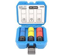 CCLIFE 3 piezas Juego de Vasos de Impacto con protectores para llantas de aluminio Vasos Ruedas Coche 17 19 21 mm Cr-Mo