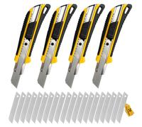 CCLIFE 4piezas Juego de cuter con 20piezas Recambio Cuchillas Cutter, 18mm | Con cuchillas de corte para cartón, alfombra y película, ideal para bricolaje, taller, almacén y trabajos de embalaje.