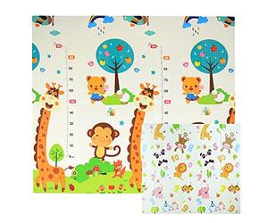CCLIFE Alfombra Bebé Acolchada Plegable Reversible 196x176x1 cm, Tapete de Actividades Gateo XPE para Suelo Infantil, Colchoneta para Niños y Niñas