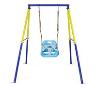 CCLIFE Columpio Infantil con Estructura de Metal Jardin Bebe Exterior Interiore Baloiço Altura Ajustable ZERRO