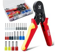 CCLIFE Crimpadora Profesional para Terminales 0.25-10 mm² (AWG 23-7), Herramienta de Crimpado con Sistema de Trinquete, para Cables No Aislados e Aislados, con 1200 Terminales