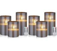 CCLIFE CushHom - Juego de 3 velas LED con mando a distancia, función de temporizador, 300 horas de parafina parpadeante, cera real, sin llama, funciona con pilas (Paquete de 2)