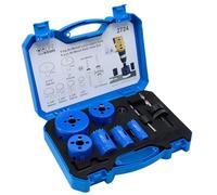 CCLIFE Juego de sierra perforadora bimetálica, 8 piezas, bimetal M3 HSS-CO, diámetro de 22 - 64 mm, profundidad de corte 38 mm, para taladrar acero inoxidable, metal ligero, madera, PVC, plástico, etc