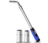 CCLIFE Llave Telescópica Extensible para Tuercas de Rueda, Juego de 4 Piezas con Dados 17/19mm y 21/23mm, Llave de Neumáticos para Coche, Furgoneta y Camión