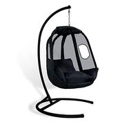 CCLIFE Silla Huevo Plegable Silla Colgante con Soporte Incluido Cojines Acolchados, para Interior y Exterior - Capacidad de Carga 120kg Negro