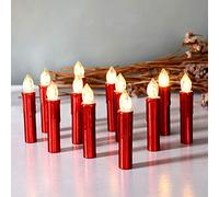 CCLIFE Vela led Árbol con mando Inalámbrica velas de navidad led colores Candle luces Mando a distancia para navidad decoracion, Color:Rojo, Tamaño:20PCS