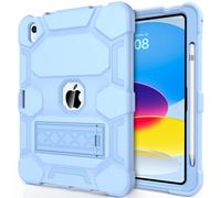 CCMAO Funda para iPad de 10.9 Pulgadas 2022, Funda para iPad 10 con Soporte y Soporte para lápices, Funda Protectora híbrida de Tres Capas Resistente a los Golpes para niñas y Mujeres, Azul bebé