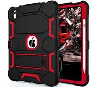 CCMAO Funda para iPad de 10.9 Pulgadas 2022, Funda para iPad 10 con Soporte y Soporte para lápices, Funda Protectora híbrida de Tres Capas Resistente a los Golpes para niñas y Mujeres, Negro y Rojo
