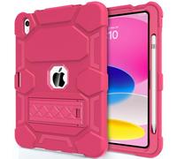 CCMAO Funda para iPad de 10.9 pulgadas 2022, funda para iPad 10 con soporte y soporte para lápices, funda protectora híbrida de tres capas resistente a los golpes para niñas y mujeres, color rojo rosa
