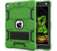 CCMAO Funda para iPad de 9ª generación, Funda para iPad de 8ª/7ª generación, iPad 10.2 2021/2020/2019 con Soporte, Funda Protectora híbrida Dura a Prueba de Golpes, Verde y Negro