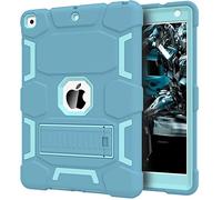CCMAO Funda para iPad de 9ª generación, Funda para iPad de 8ª/7ª generación, iPad 10.2 2021/2020/2019 con Soporte, Funda Protectora híbrida de Tres Capas Resistente a Prueba de Golpes, Azul y Verde