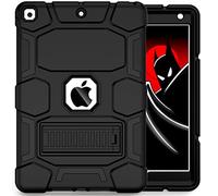 CCMAO Funda para iPad de 9ª generación, Funda para iPad de 8ª/7ª generación, iPad 10.2 2021/2020/2019 con Soporte, Funda Protectora híbrida Dura a Prueba de Golpes, Color Negro