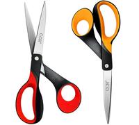 CCR Juego de Tijeras para Zurdos, 21.5cm, Empuñadura Cómoda, Acero Inoxidable, 2 Piezas, Rojo, Naranja