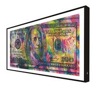 Ccretroiluminados Cuadro con Marco Madera Lacada en Negro Iluminado con Luz Leds Money