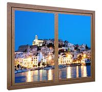 Ccretroiluminados Ibiza Ventanas Falsas Cuadros Decorativos con Luz, Metacrilato, Nogal, 80 x 80 x 6.5