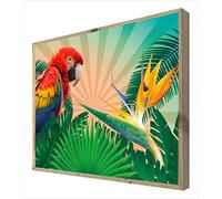 Ccretroiluminados Loro Cuadro con Marco de Madera Retroiluminado, Metacrilato, Multicolor, 60 x 80