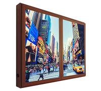 CCRETROILUMINADOS York Cuadros Decorativos Ventanas Falsas con luz, Metacrilato, Nogal, 100 X 80 X 6.5