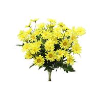 CCUCKY 2 Ramos Flores de Margarita Artificial 24 Cabezas Cada una, Simulación de Estilo Rural Plástico Colorido Flores para Mesa Ventana Balcón Decoración del Hogar (Amarillo)