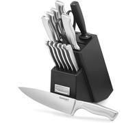 CCuisinart Juego de cuchillos de cocina de acero inoxidable con soporte de madera, 15 piezas