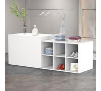 CCUKTFN Mostrador de Recepción con Estantes de Almacenamiento y Diseño de Dos Niveles, Mesa de Mostrador Frontal de 140-240 cm para Oficina, Salón, SPA y Comercio Minorista